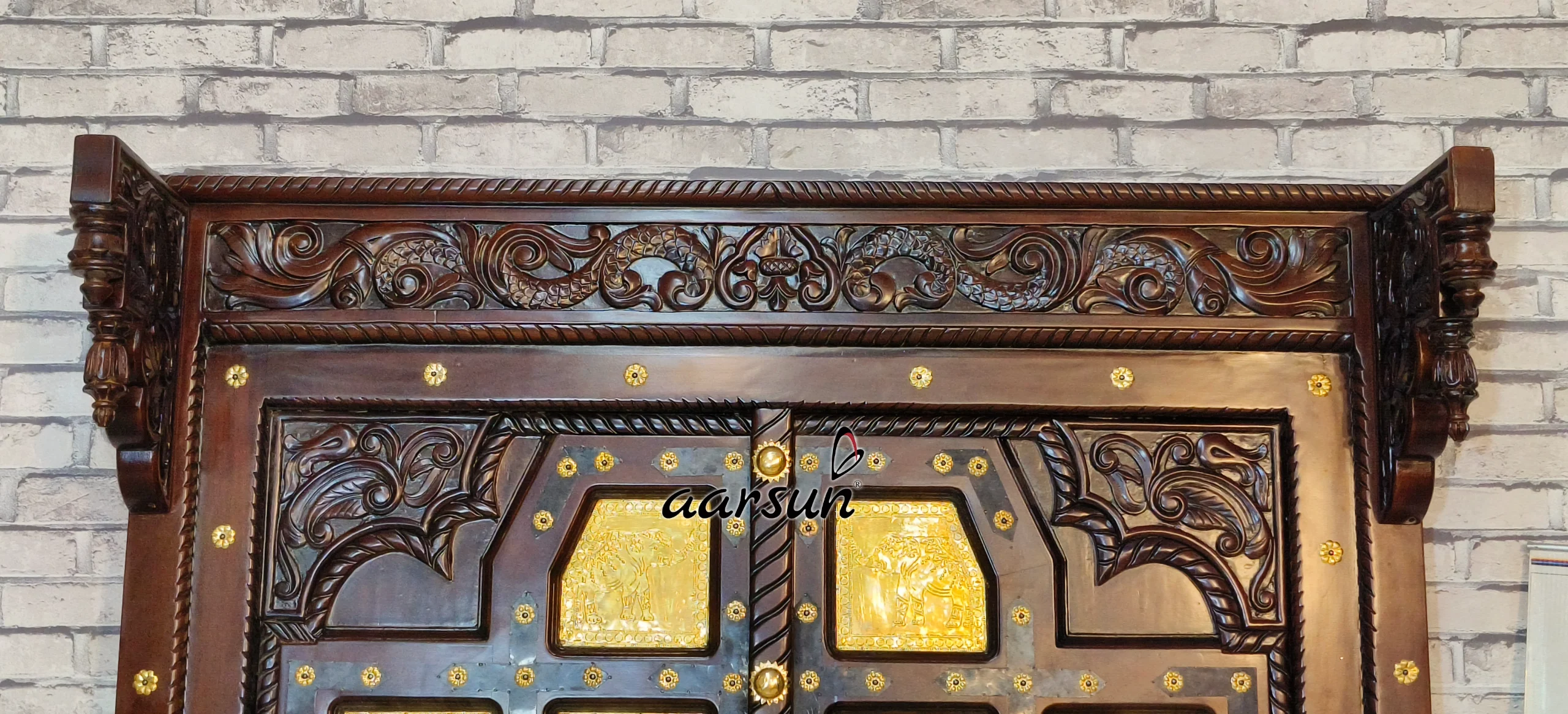 Double Door Design in Teak Wood Walnut Polish view 6