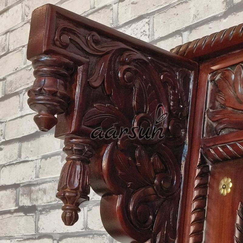 Premium Wooden Double Door with Ornate Brass Work view 5