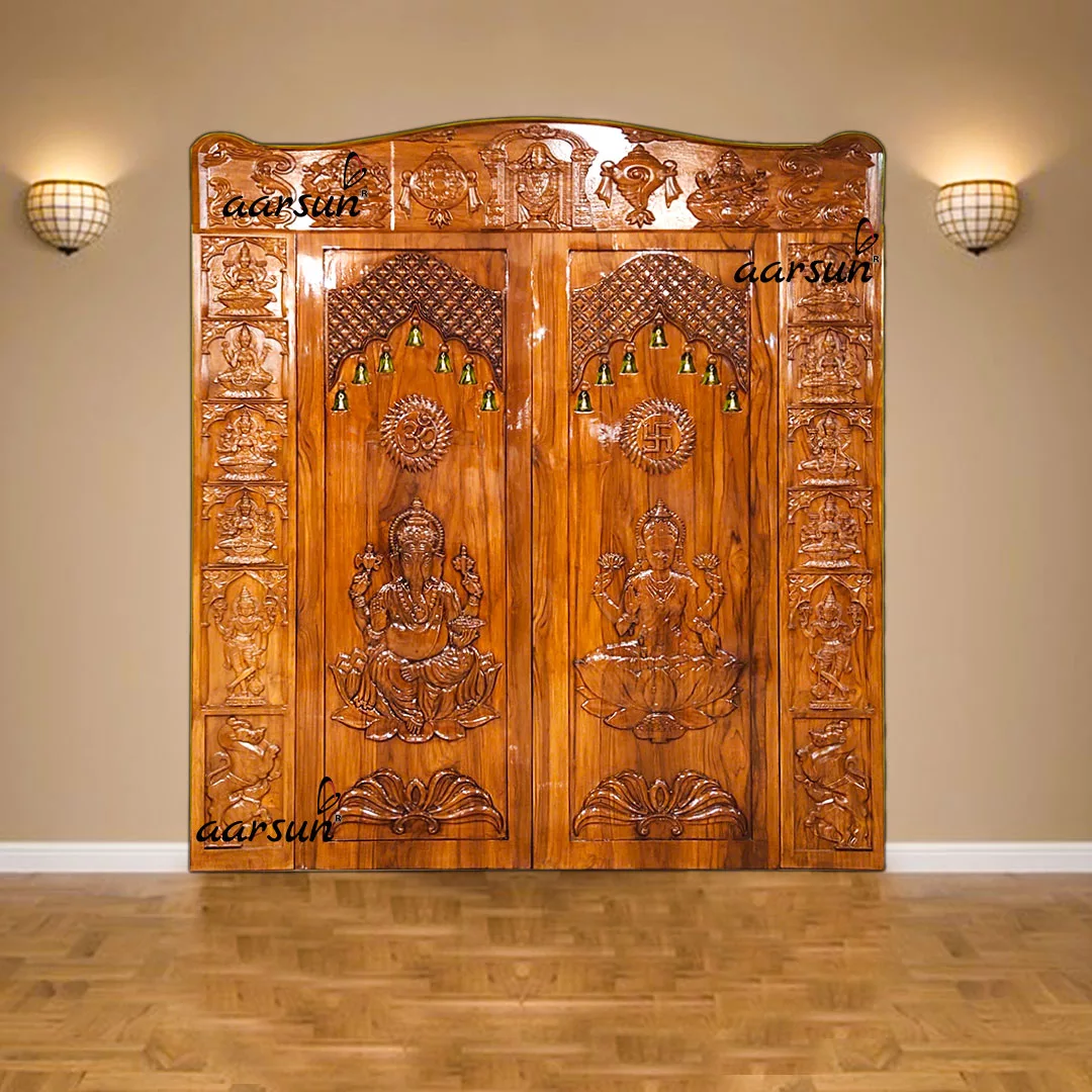 Teak Wood Temple Door with Side and top view 3