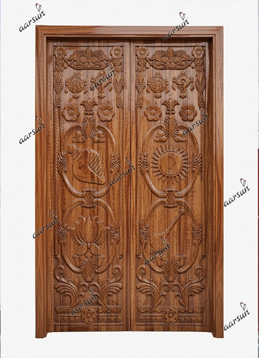 Traditional Wooden Double Door for Temple view 4