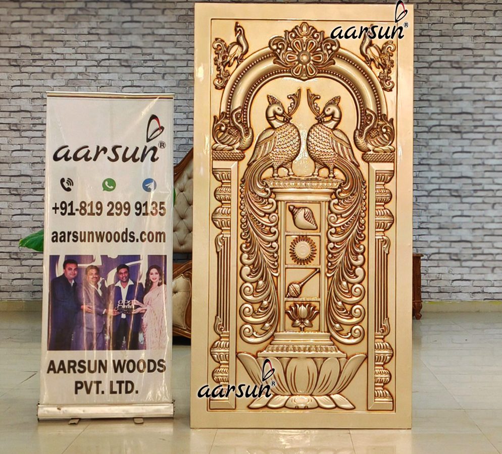 Unique Door Design, Single Door in Champagne Gold Finish