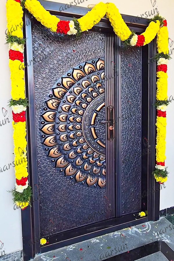 Wooden Peacock Feather Door view 5